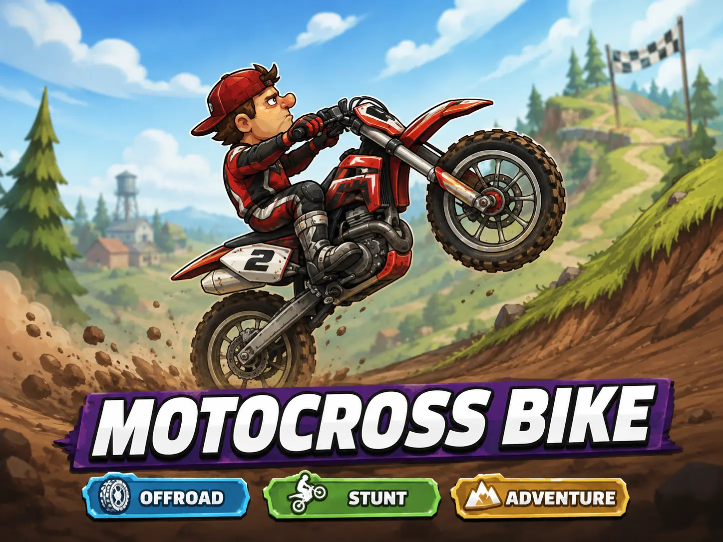 Motocross Bike – röd crossmotorcykel i Hill Climb Racing 2
