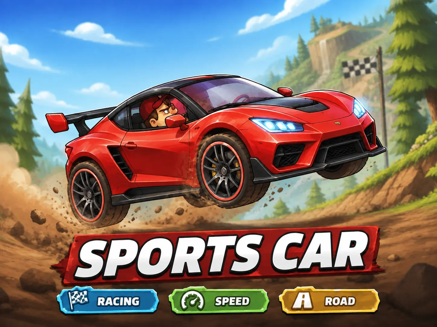 Sports Car – röd sportbil i Hill Climb Racing 2