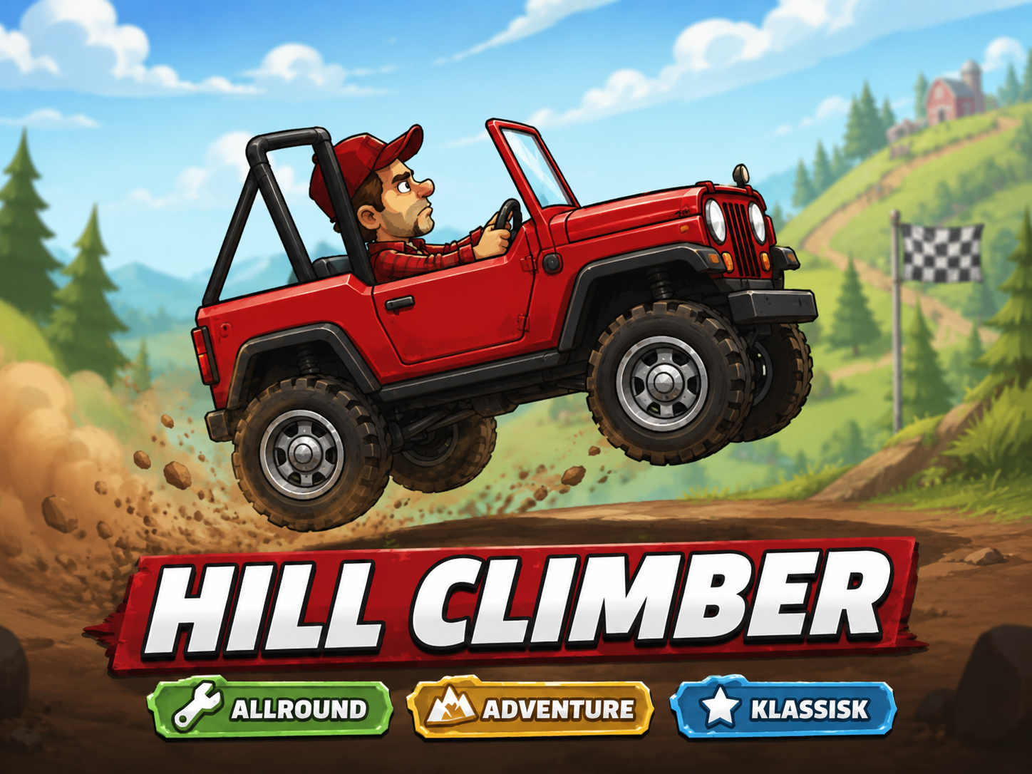 Hill Climber – röd terrängjeep i Hill Climb Racing 2