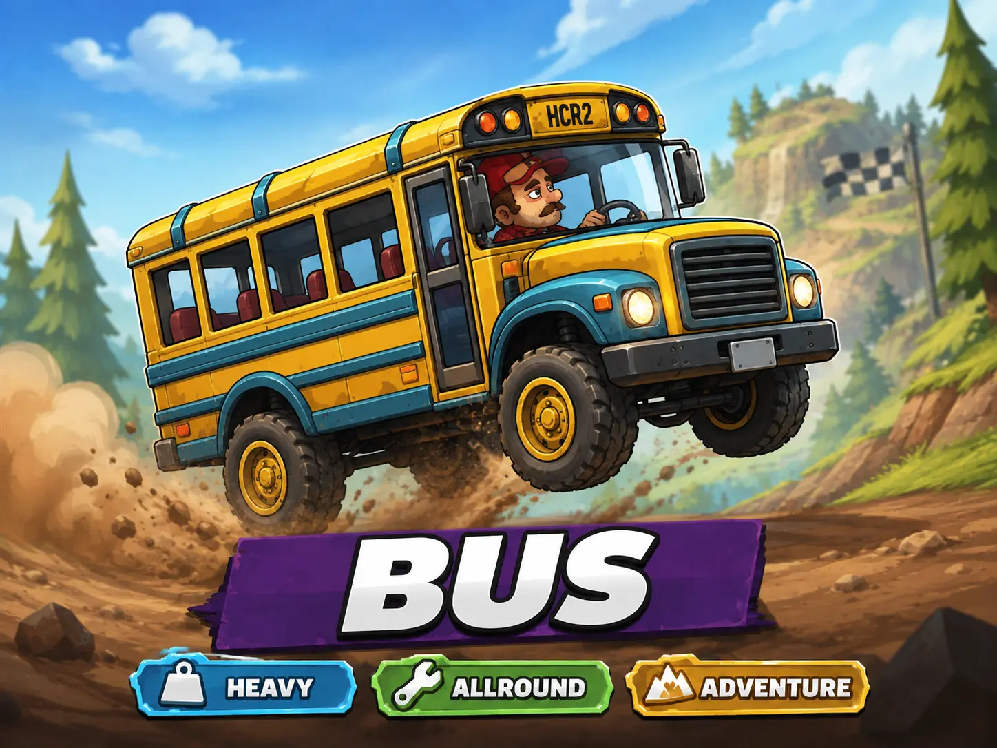 Bus – gul skolbuss i Hill Climb Racing 2