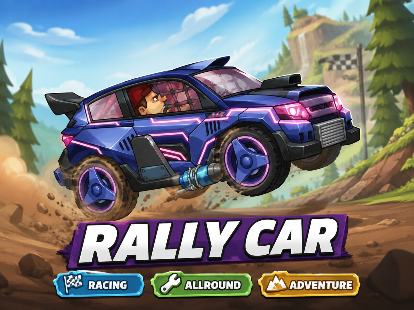 Rally Car – blå rallybil i Hill Climb Racing 2