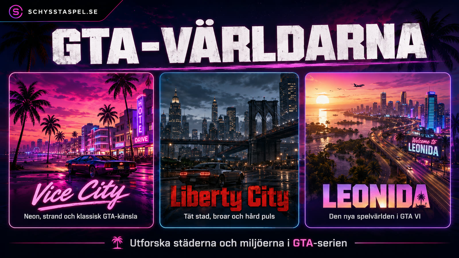 GTA-världarna Vice City, Liberty City och Leonida